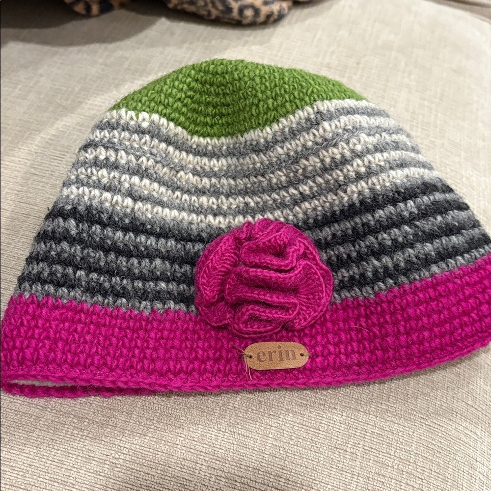 Erin knitwear Ireland Hat beanie with removable flower pin
